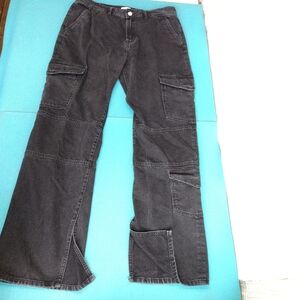 Zara Women's Cargo Wide Leg Baggy Jeans Split Size 12